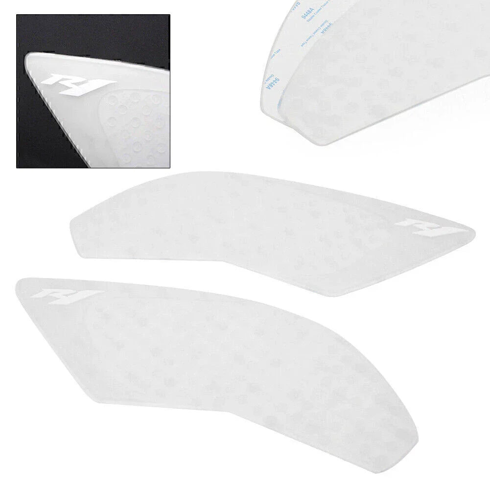 White Gas Tank Traction Side Pad Knee Grip Decal for Yamaha YZF-R1 (2015-2017)