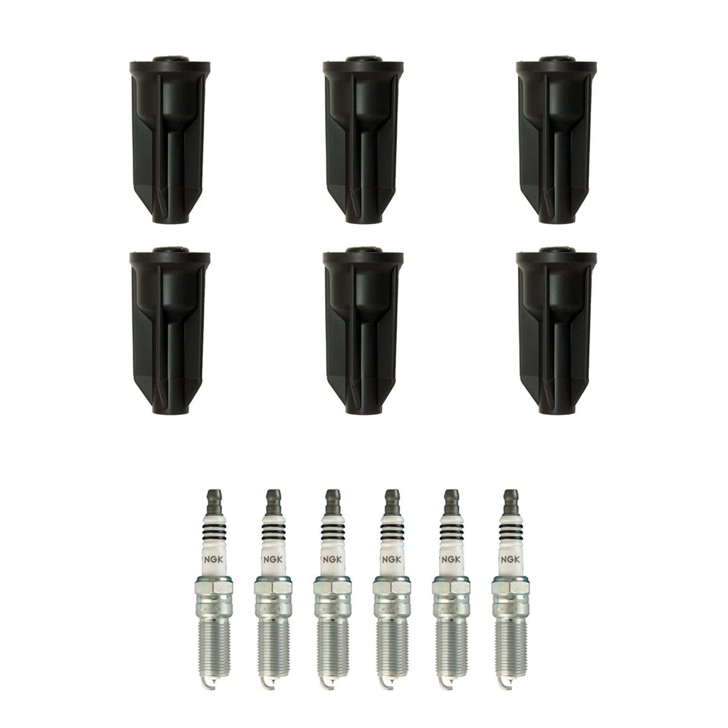 Set of 6 NGK Iridium IX Spark Plugs & Coil Boots for 9-7x Ascender (2005–2009)