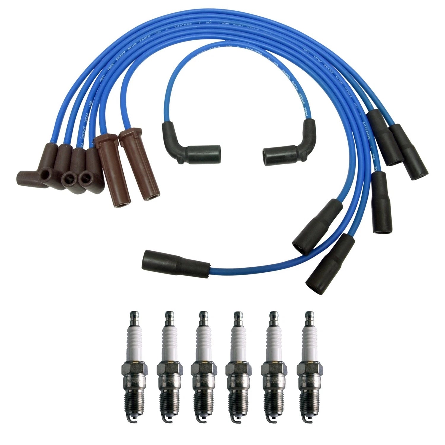 NGK 7mm Wire Set & Denso Spark Plug Kit for Astro Blazer C1500 Express (1996–2005)