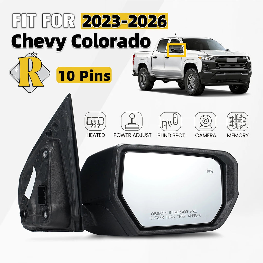 Right Side Mirror for Chevrolet Colorado (2023–2026) w/BSD, Camera, Memory, 10 Pins