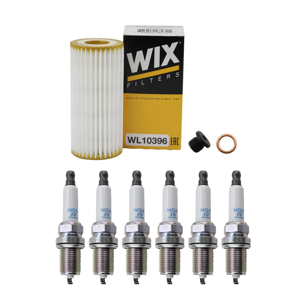Wix Engine Oil Filter & NGK 6 Laser Platinum Spark Plugs for Audi A6 Quattro