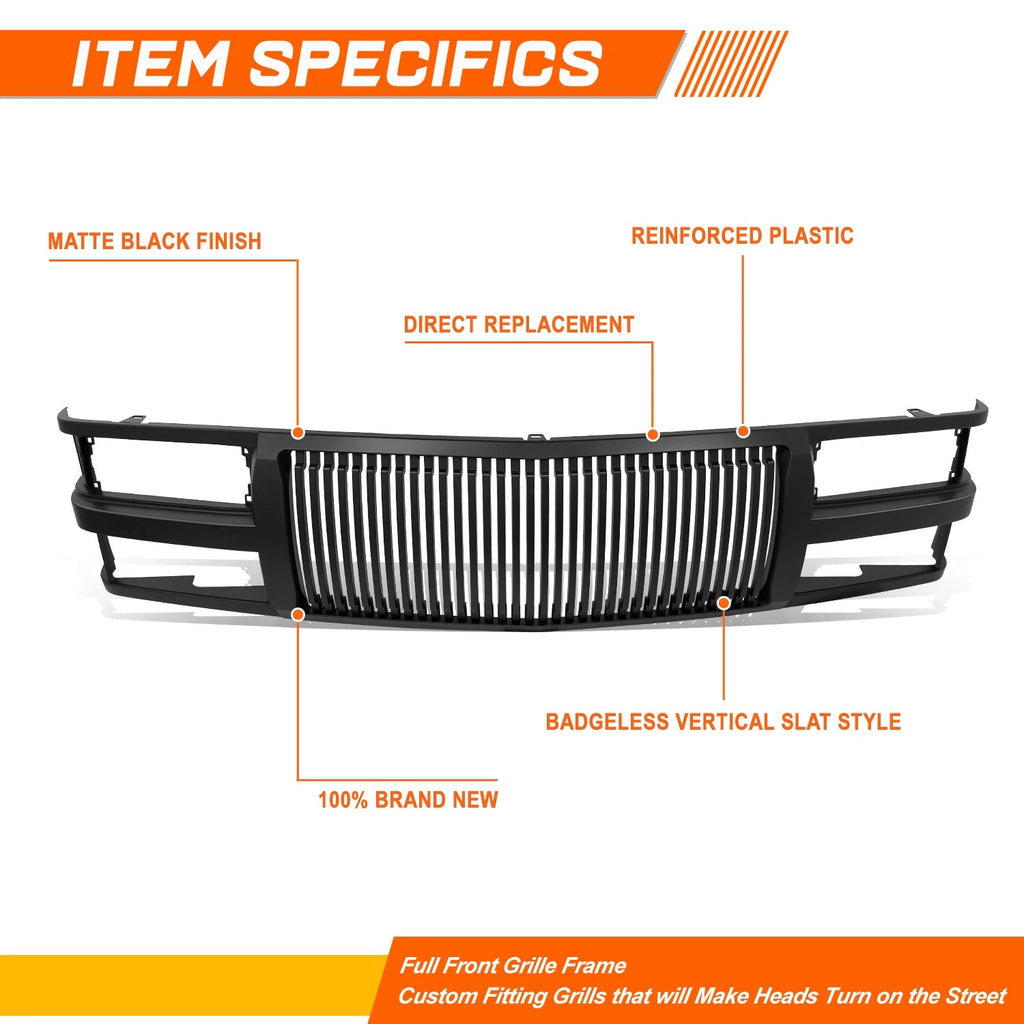 Badgeless Vertical Slat Grille for Chevrolet C/K Tahoe (1994–2000)