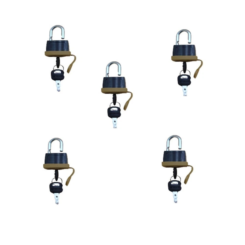 Set of 5 Heavy Duty Weatherproof Padlocks with 2 Keys for Fuel Cap Lock