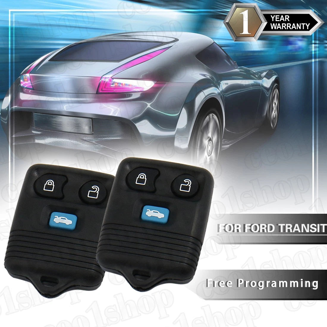 2X Keyless Entry Remote Key Fob for Ford Transit MK6 Connect (2000–2006)