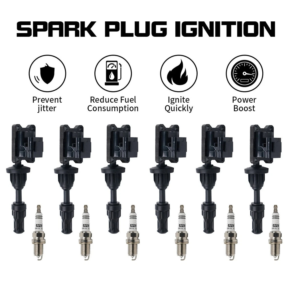 6X Ignition Coils + Spark Plugs for Nissan 300ZX 3.0L V6 (1990–1996) UF132