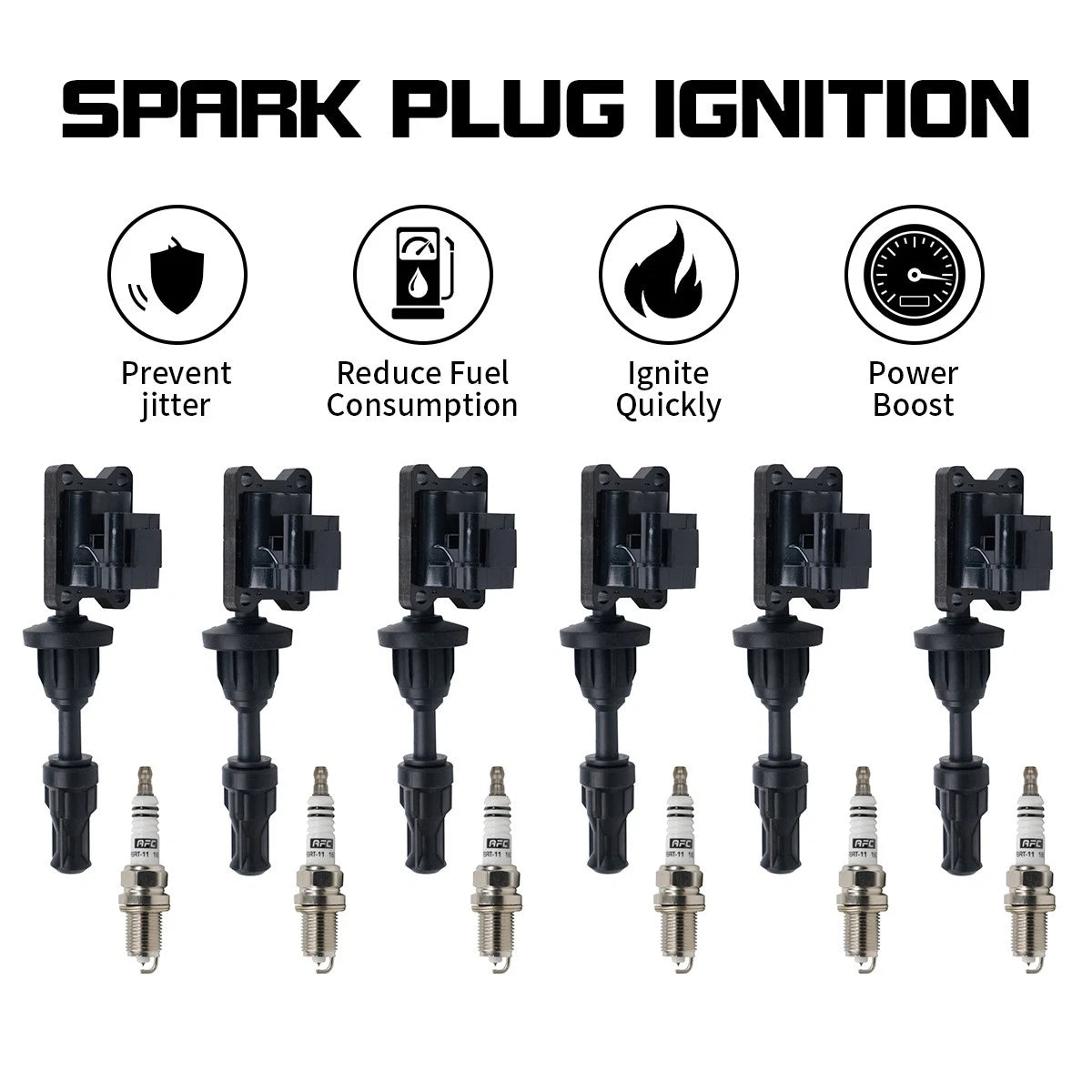 6X Ignition Coils + Spark Plugs for Nissan 300ZX 3.0L V6 (1990–1996) UF132