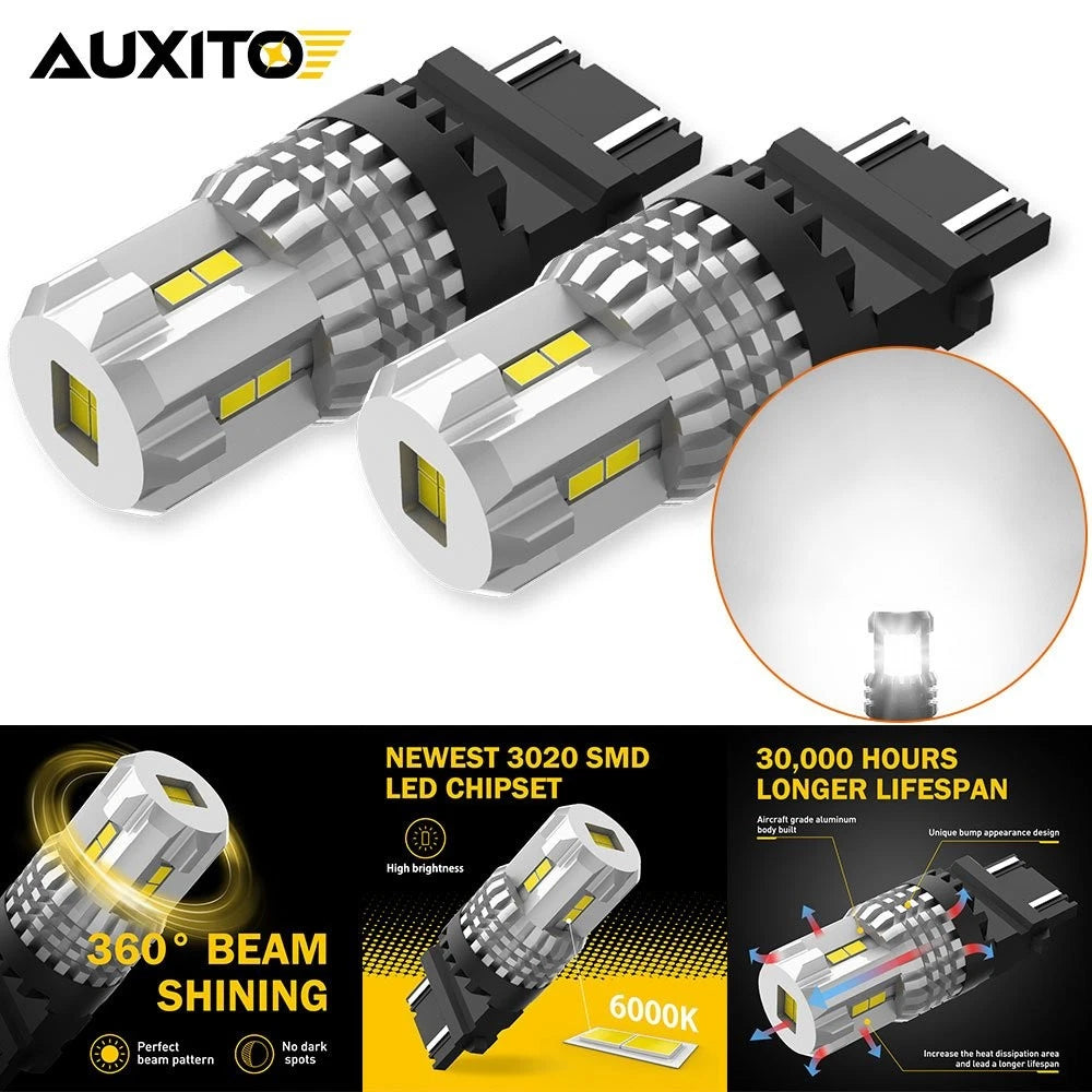 Set of 2 3156 3157 12SMD Reverse LED Tail Brake Turn Signal Bulbs 6000K for
