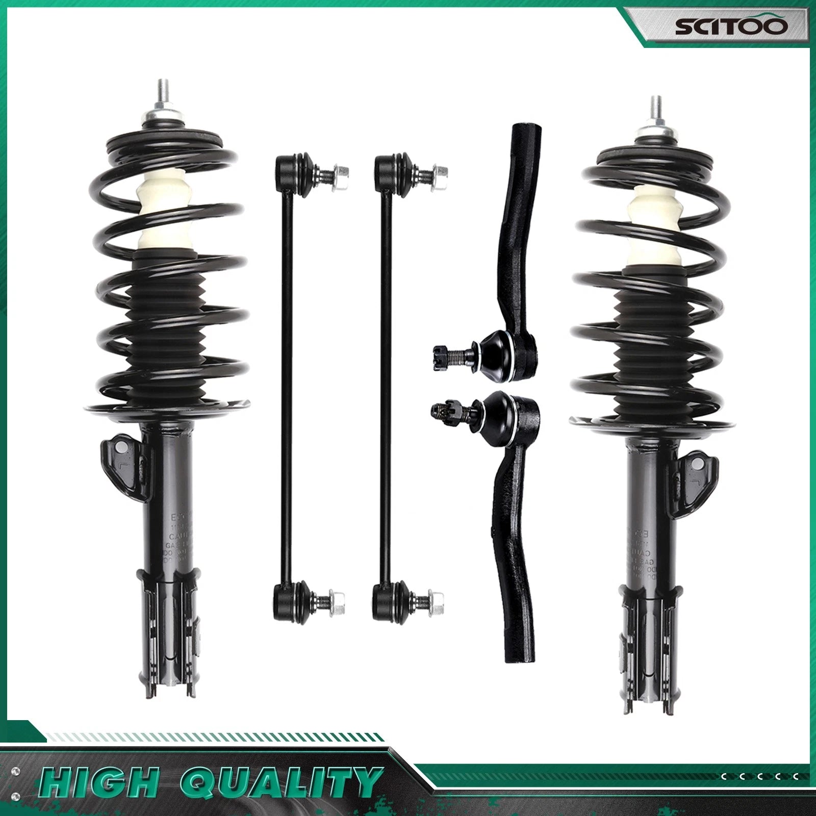 Front Struts Kit with Coil Spring, Sway Bars, Tie Rods for Toyota Prius C (2012–2015)