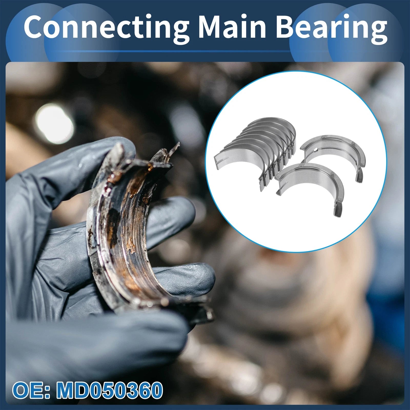 Main Bearing Set No.MD050360 for Mitsubishi L300 (1986–1995) 10 Pcs