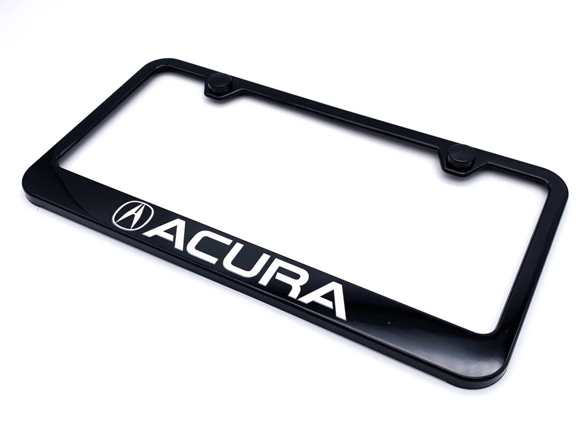 License Plate Frame Black Plastic with White Acura Logo for Acura (2000–2024)