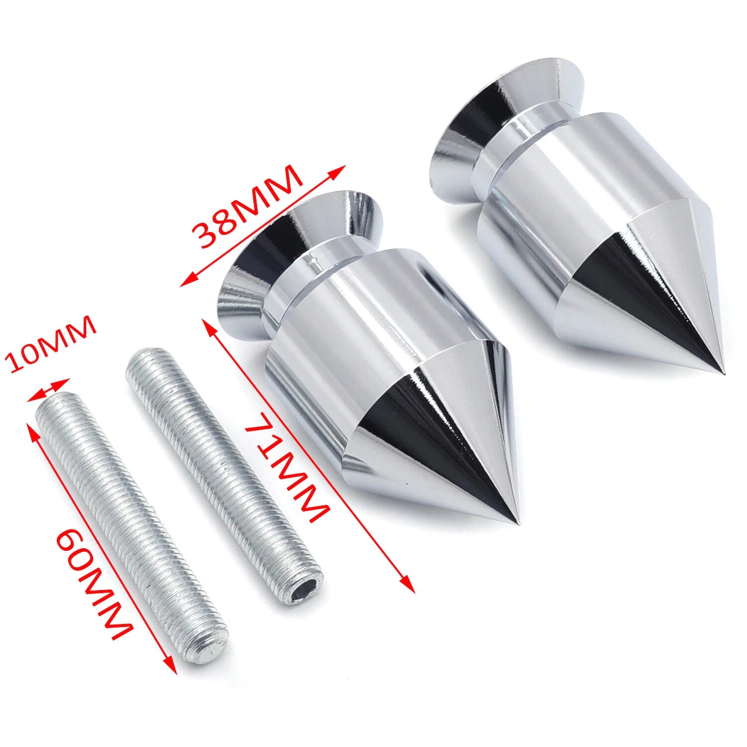 Chrome Spike Swingarm Spool 10mm for Kawasaki Ninja ZX-9R ZX900 (1998–2003)