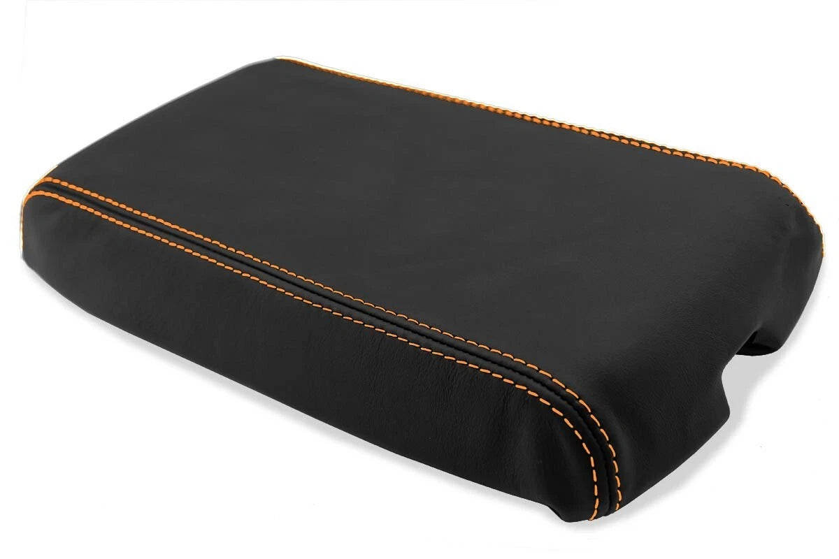 Leather Console Lid Armrest Cover for Chevrolet Camaro (1982–1992) Orange Stitch