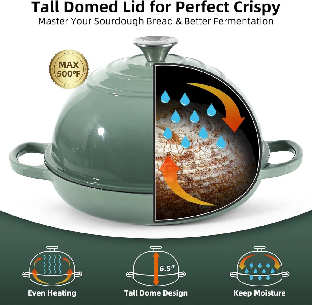 5.5QT Dutch Oven for Davivy (2023) with Silicone Oven Mitts Sea Salt Green