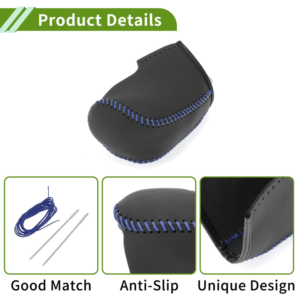 Gear Shift Knob Cover for Nissan Altima (2013–2018) Black Blue Faux Leather