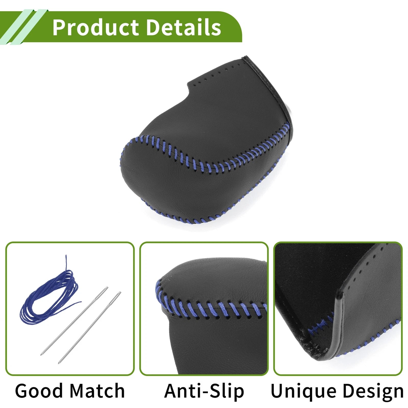 Gear Shift Knob Cover for Nissan Altima (2013–2018) Black Blue Faux Leather