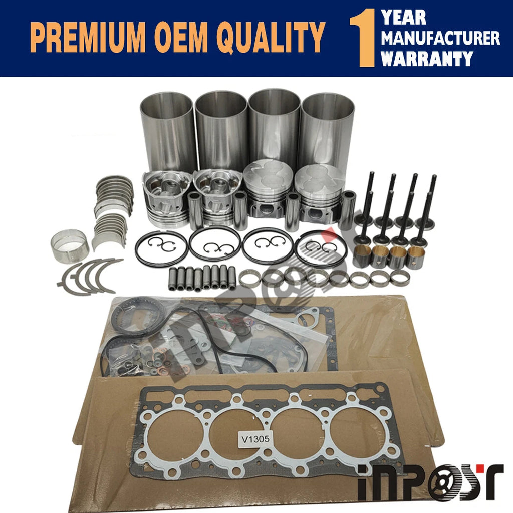 Overhaul Rebuild Kit with Liner for Kubota Engine (V1305, V1305-B)