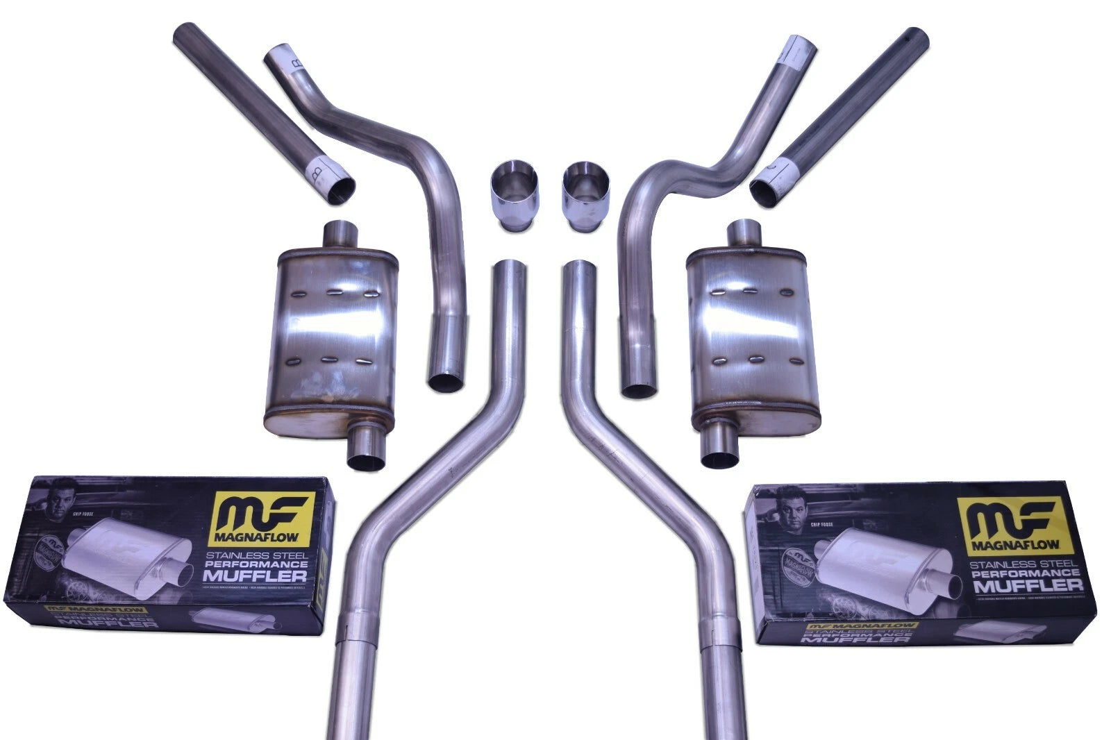 Dual Exhaust Kit for Chevy GMC C10 (1963–1972) - 2.5" Magnaflow Corner Exit
