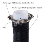20FT 6AN-8AN-10AN Black Nylon E85 PTFE Fuel Line Hose Kit w/14 Fittings