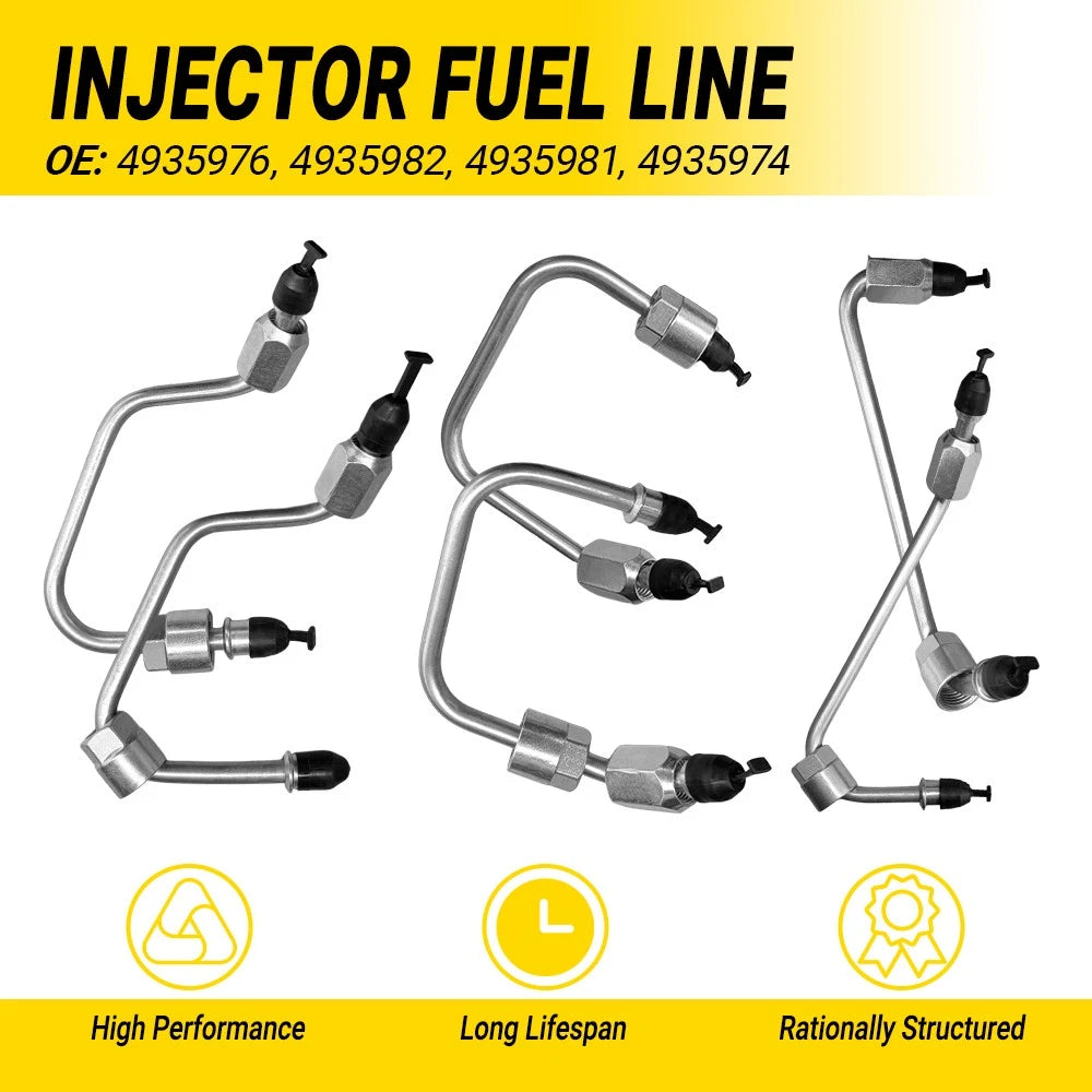 Set of 6 Fuel Injector Lines for Dodge Cummins 6.7L (2007–2018) 4935974