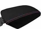 Leather Console Lid Armrest Cover for Ford Focus (2012–2018) Black Pink Stitch