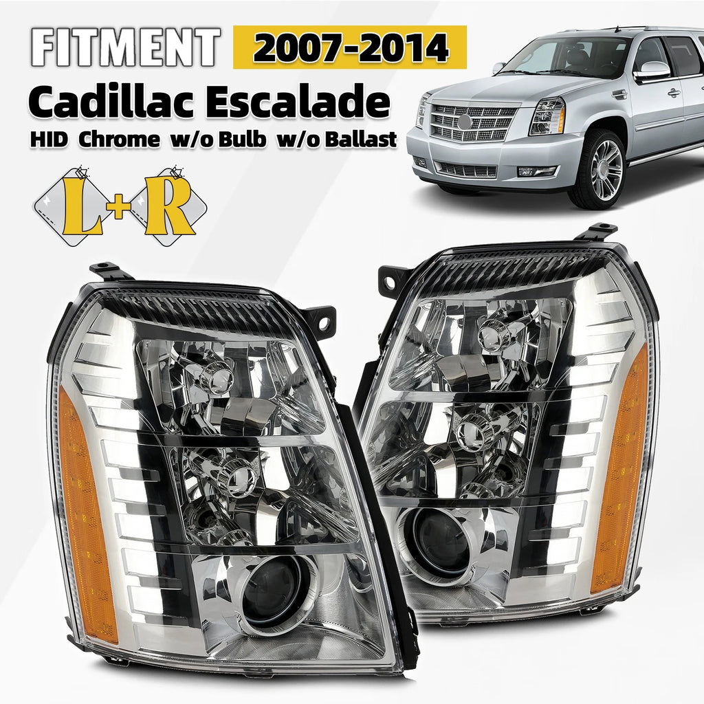HID/Xenon Headlight Set for Cadillac Escalade (2007–2014) Chrome