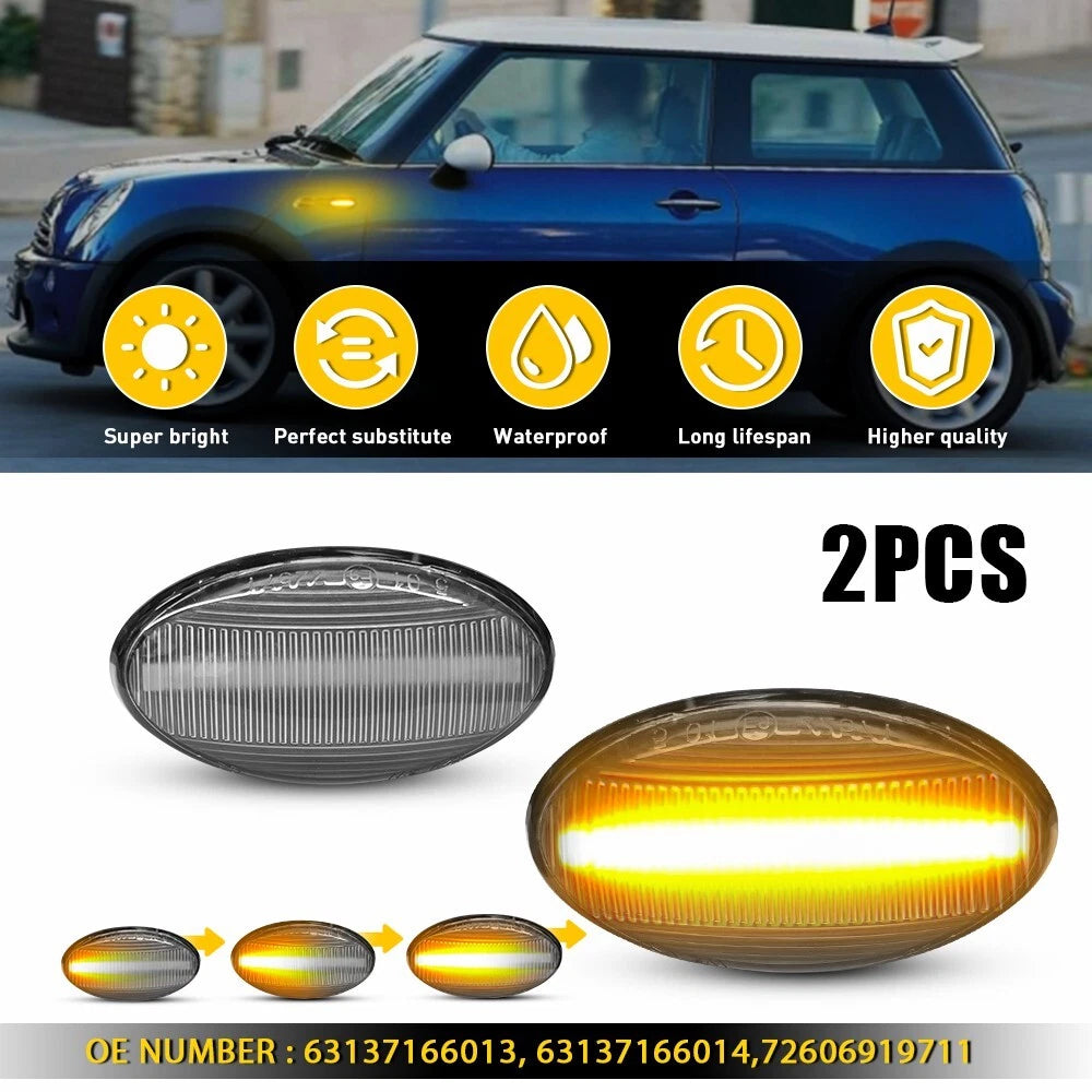 Clear Lens Side Marker Lights for Mini Cooper R50 R53 (2002–2008)