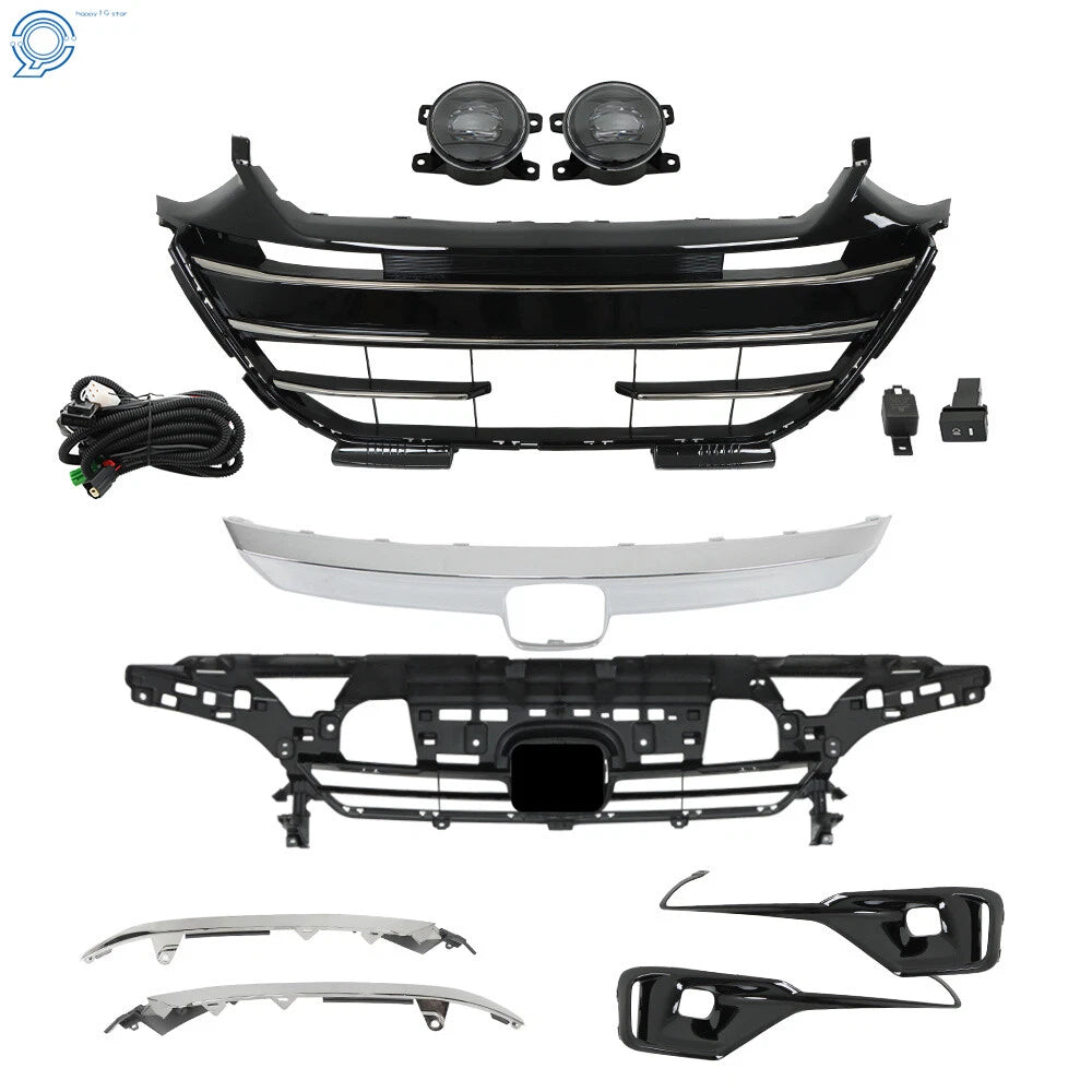 Set of 2 Upper Lower Grills with Chrome Trim for Honda Accord (2021–2023)