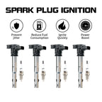 Set of 4 Ignition Coils + Spark Plugs for Audi A3 A4 A5 A6 Q3 Q5 (2004–2017) UF575