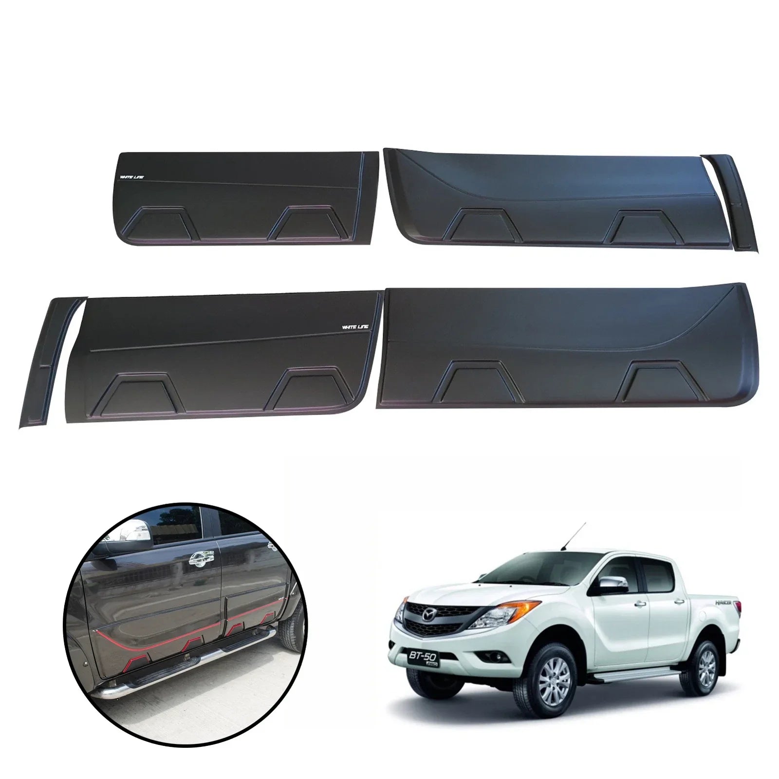 Matte Black Body Cladding Door Panel Bushes for Mazda BT-50 (2012-2019)