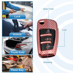 Silicone Smart Key Fob Case Cover for Audi A3 A1 (2013–2020) - Pink Carbon Fiber