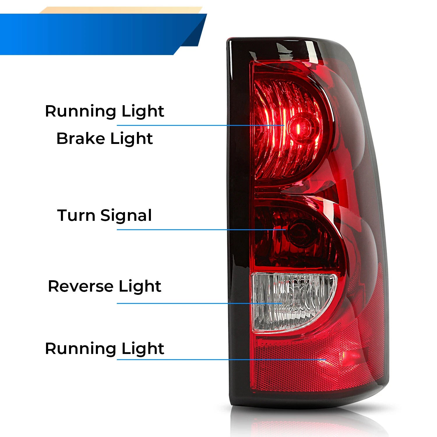 Rear Brake Tail Lights for Chevy Silverado 1500 2500 3500 HD (2003–2006) w/Bulb