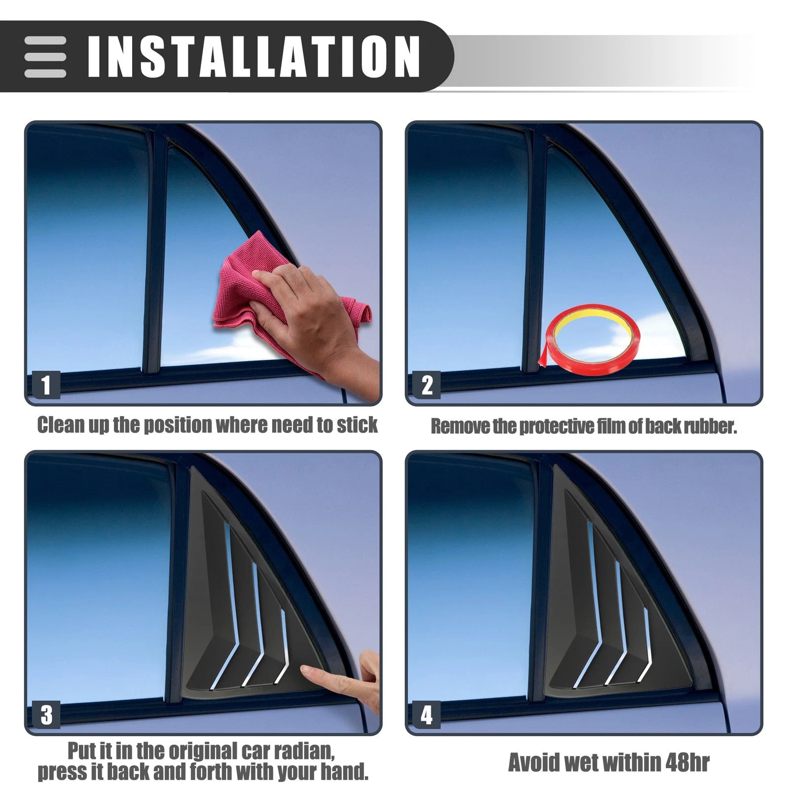 Set of 2 Rear Side Window Louvers Vent Cover for Nissan Sentra 