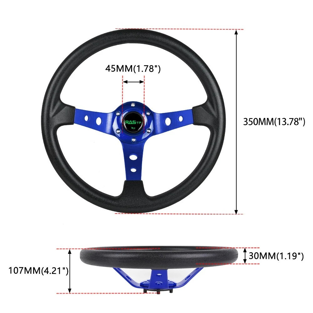 14-Inch Universal Aluminum Racing Steering Wheel Deep Dish 6 Bolt