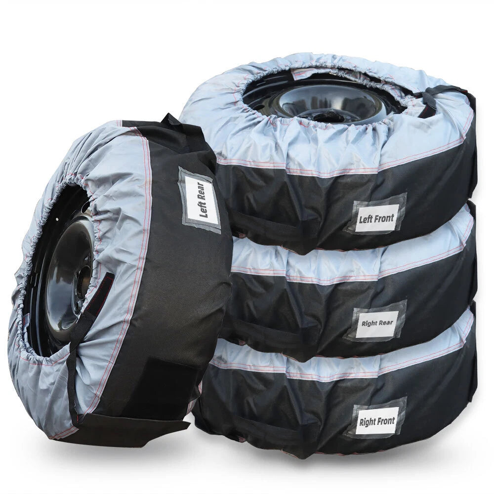 Set of 4 Tyre Bags for Black 420D and 600D with Handheld Dust Cover