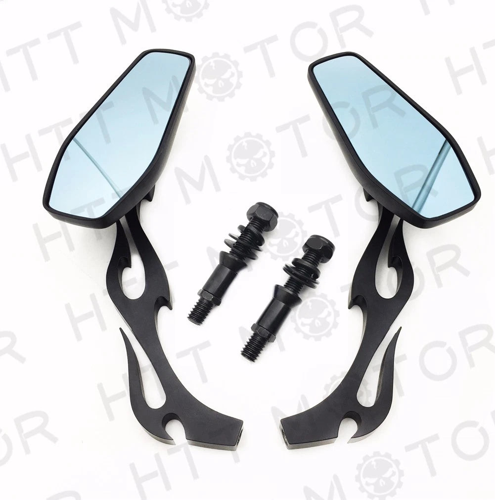 Black Aluminum Rear View Side Mirrors for Harley Cruiser Chopper