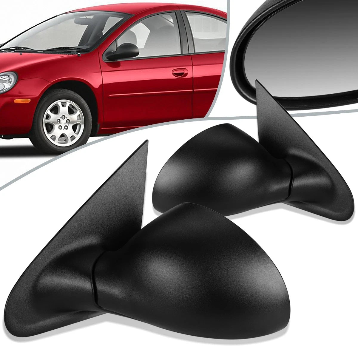 Pair Powered Side Door Mirrors for Dodge Plymouth Neon (2002) CH1320205 CH1321205