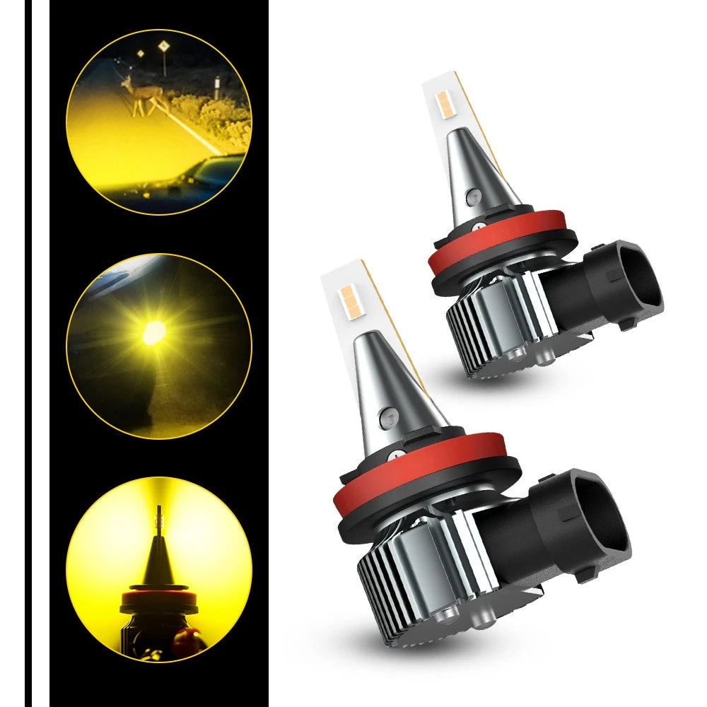 2X H11 H8 Gold Yellow LED Fog Light Bulbs 3000K for Universal Fit (2010–2023)