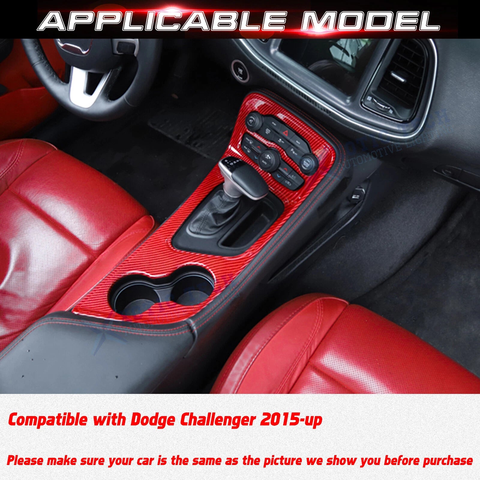 ABS Gear Shift Box Cover Frame Decor Overlay for Dodge Challenger (2015-2019)