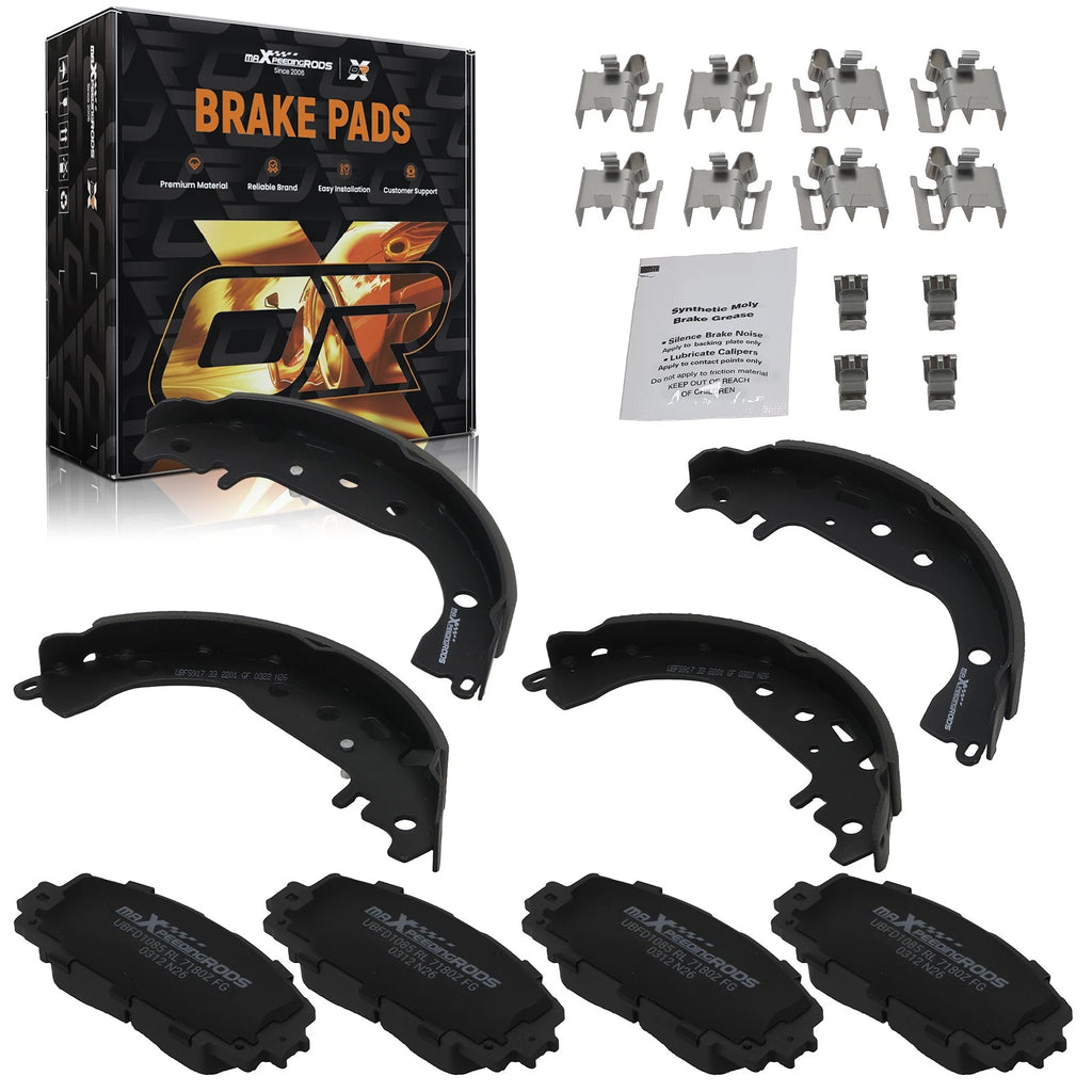 Front Rear Ceramic Brake Pads & Drum Shoes Kit for Toyota Yaris (2006–2014)