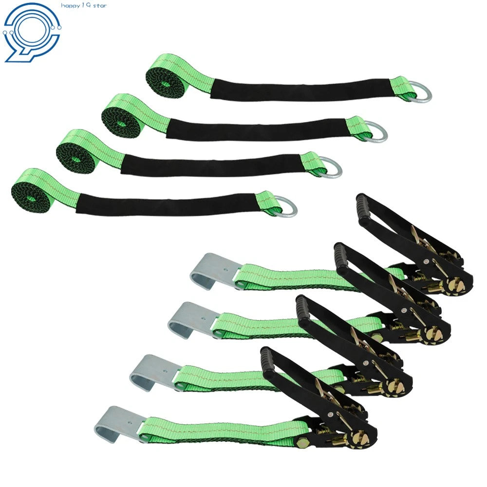 Set of 4 Tie Downs with Flat Hooks for Universal Use (2 Inch x 96 Inch)