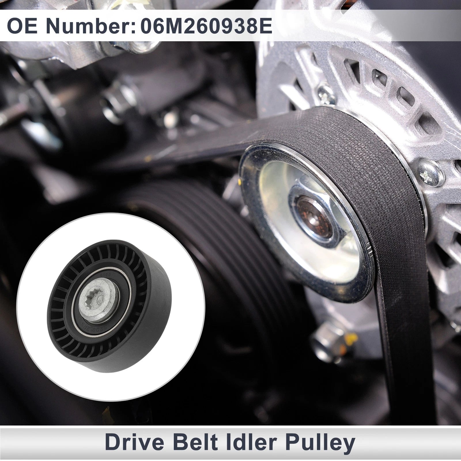Drive Belt Idler Pulley for Audi A6 (2018–2024) No. 06M260938E Black 1 Pc