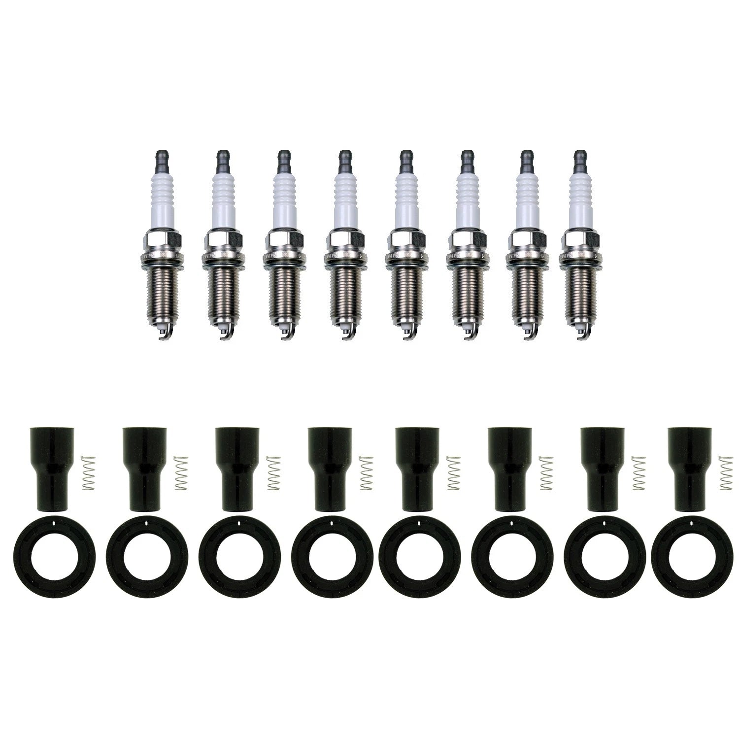 Set of 8 Denso Spark Plugs & NGK Ignition Coil Boots for Sequoia Tundra (2007–2021)
