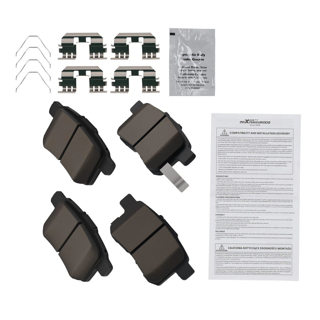 Set of 4 Rear Ceramic Brake Pads for Acura TSX (2009–2014) Honda Accord (2008–2017)
