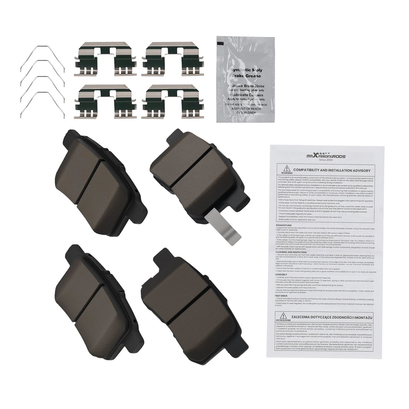 Set of 4 Rear Ceramic Brake Pads for Acura TSX (2009–2014) Honda Accord (2008–2017)