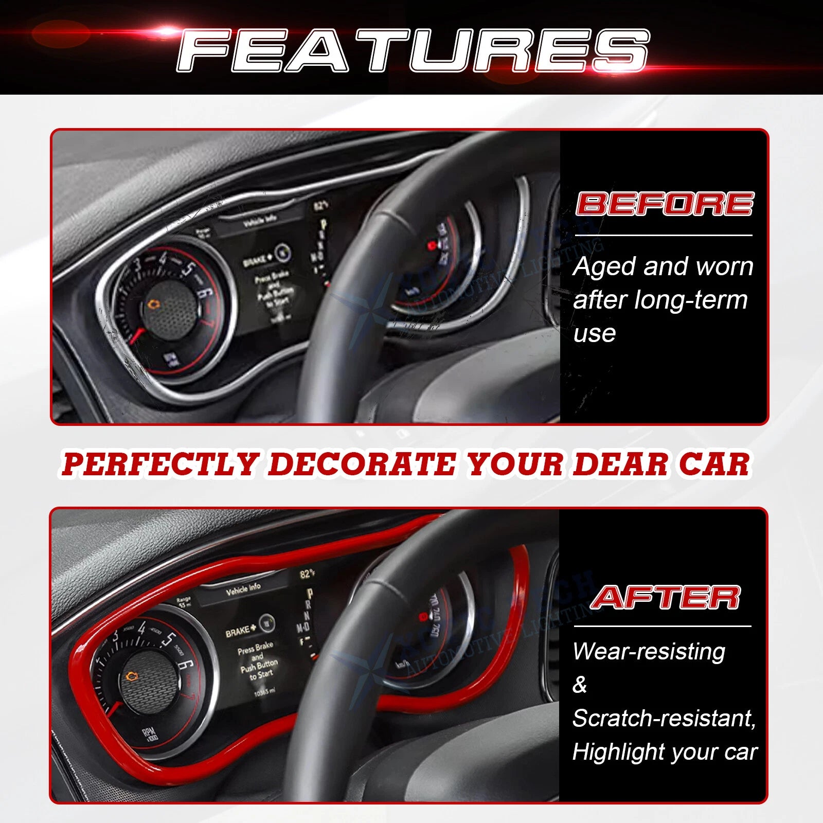 Dashboard Display Frame Cover for Dodge Challenger (2015-2024)