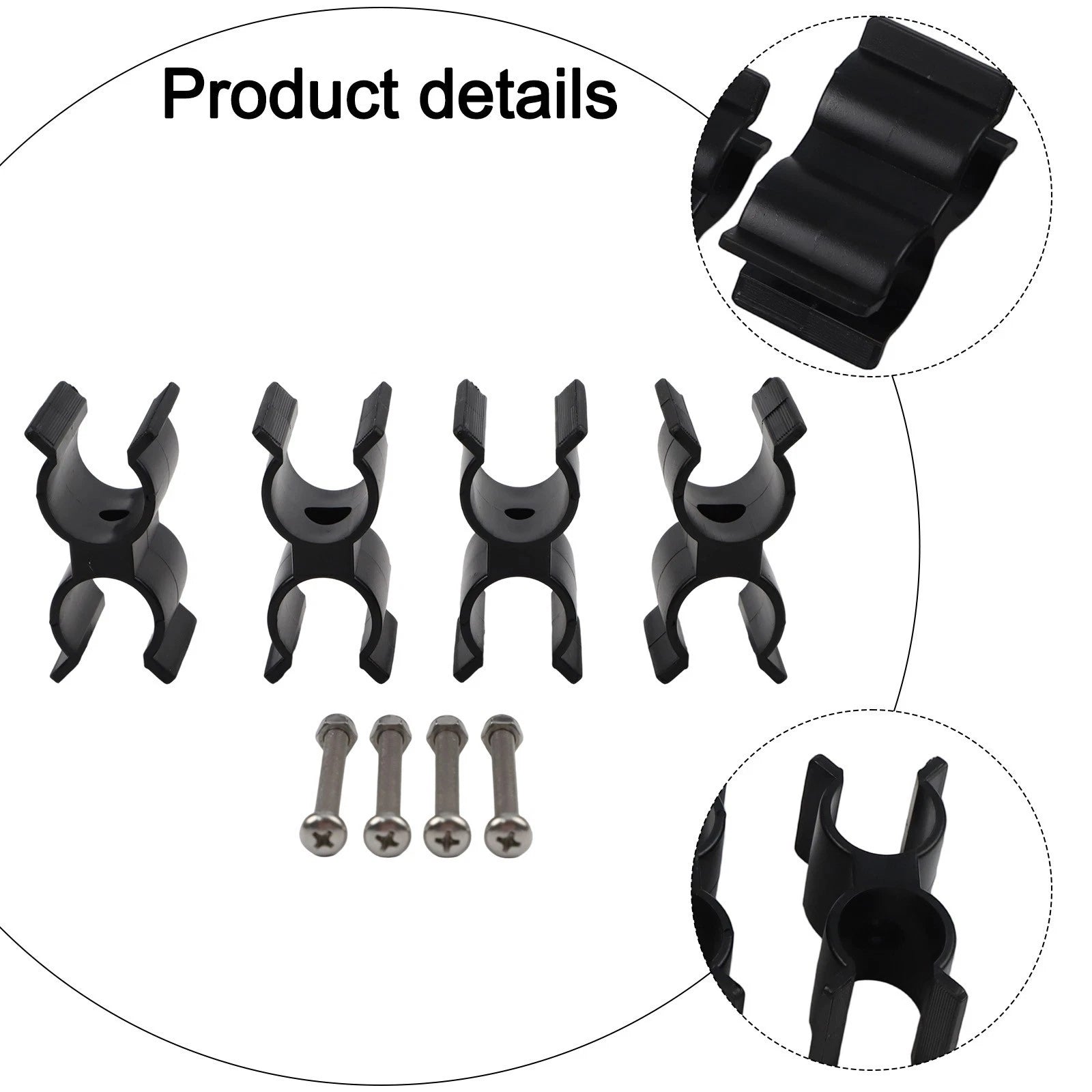 Set of 4 Double Tube Clip Holders for Boat Top Poles (Fits 7/8" to 1")
