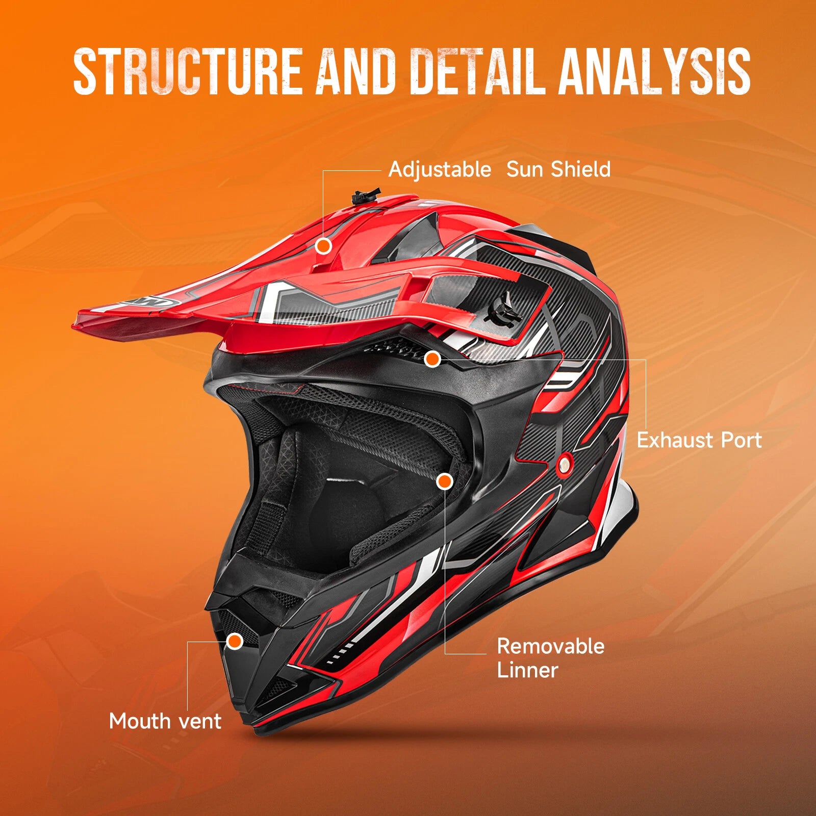 Motocross DOT Helmet for Motorcycle Dirt Bike ATV UTV with Goggles, Mask, Gloves
