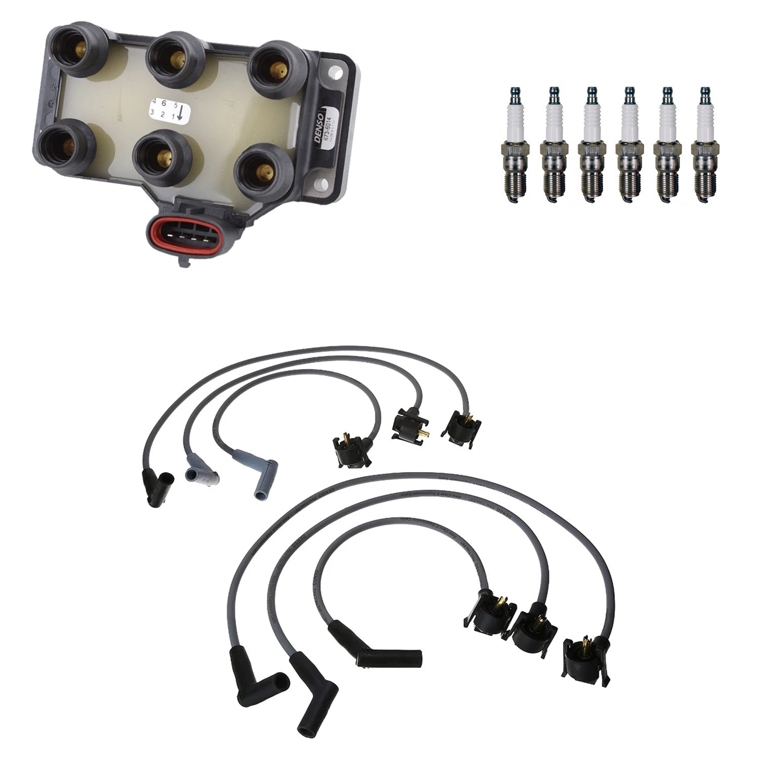 Denso Ignition Coil Wires & 6 Nickel Spark Plugs for Mazda B3000 (1994–2006)