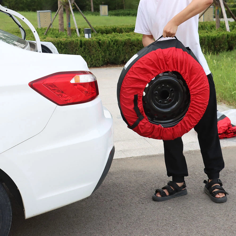 Set of 4 Tire Covers for Red and Black (420D/600D)