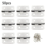 50Pcs Mini Silver Hinges for Wooden Box Toolbox Jewelry Box (18x16mm)